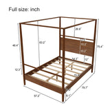 Merax Wood Canopy Bed Frame Full Size, Four Posters Bed/Squeak Resistant/No Box Spring Needed, Walnut Merax