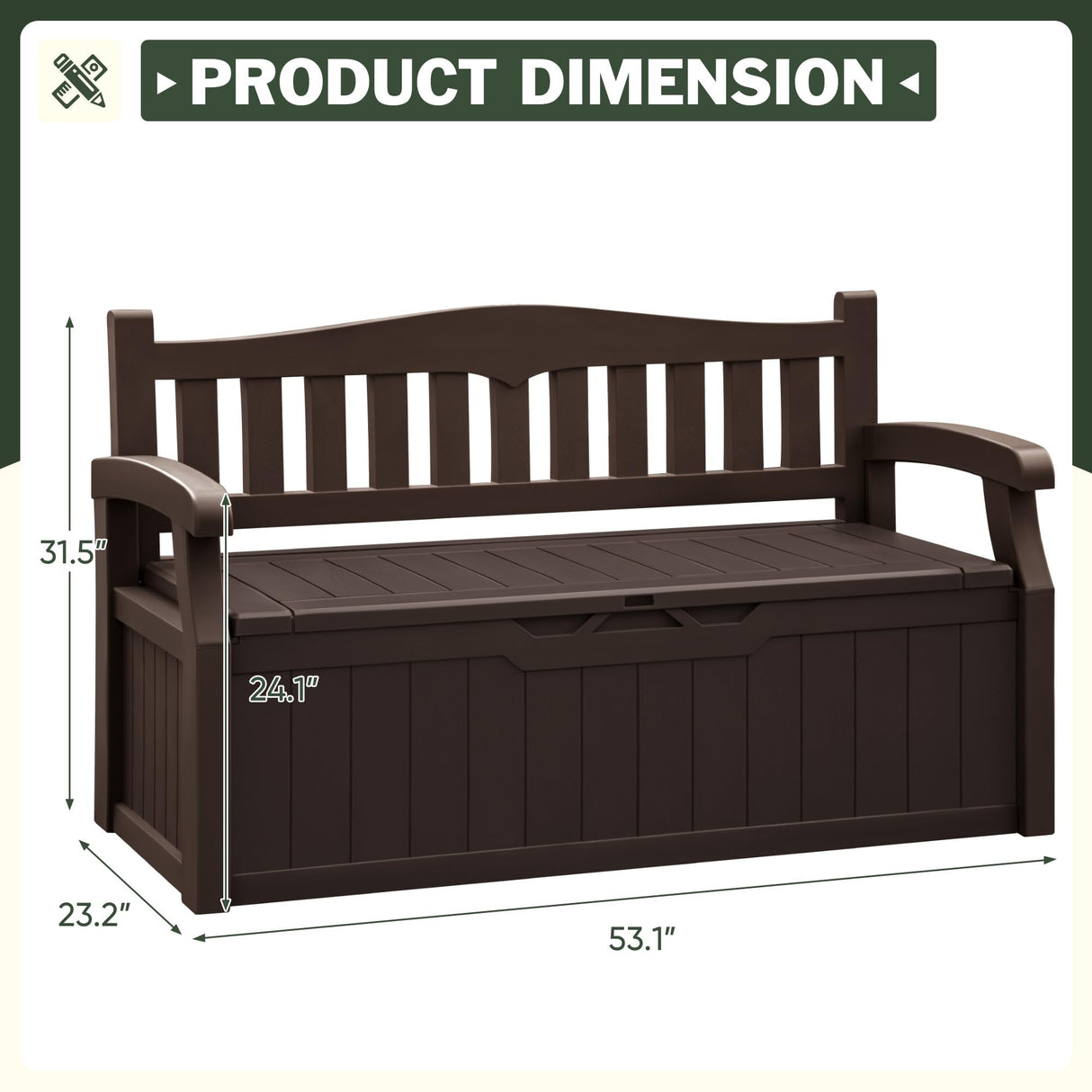 Flamaker 80 Gallon Storage Bench Outdoor Indoor, Durable All-Weather Seating with Hidden Storage, Lockable Deck Box for Garden, Patio, Poolside (Brown) Flamaker