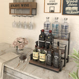 J JACKCUBE DESIGN Coffee Syrup Organizer Rack, Rustic Wood and Metal Wire, 3-Tier 12 Bottles Compartment Display Holder Coffee Station Bar Accessory for Syrup, Wine, Dressing(Black) - MK815A J JACKCUBE DESIGN