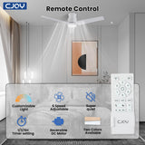 CJOY Ceiling Fan with Lights, 48 Inch Low Profile Ceiling Fans with Light and Remote, Reversible DC, Flush Mount, 3CCT，Dimmable, Modern Indoor/Outdoor Design for Bedroom, Living Room, Patio, Kitchen CJOY