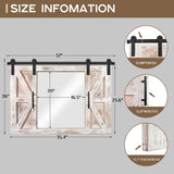 COGOOD Farmhouse Barn Door Mirror - 37" x 26" Rustic Wood Framed Mirror Wall Decor for Dining Room, Bathroom, Living Room, Bedroom Decorative, Rustic White COGOOD