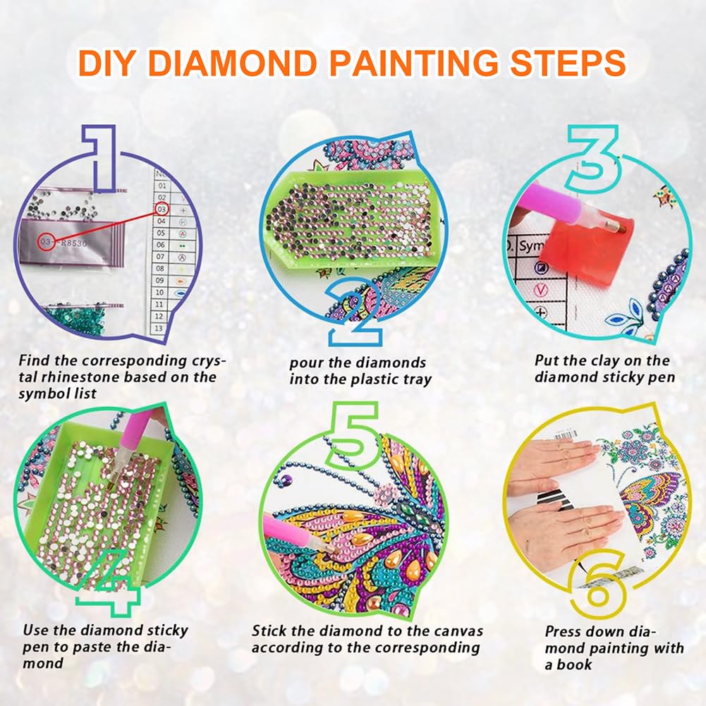 Stalente Diamond Painting Kits for Adults Sunflower, 5D Special Shape Diamond Art Kits for Beginners, Crystal Rhinestones Diamond Painting for Home Wall Decoration Gift 12×12inch, Butterfly Stalente
