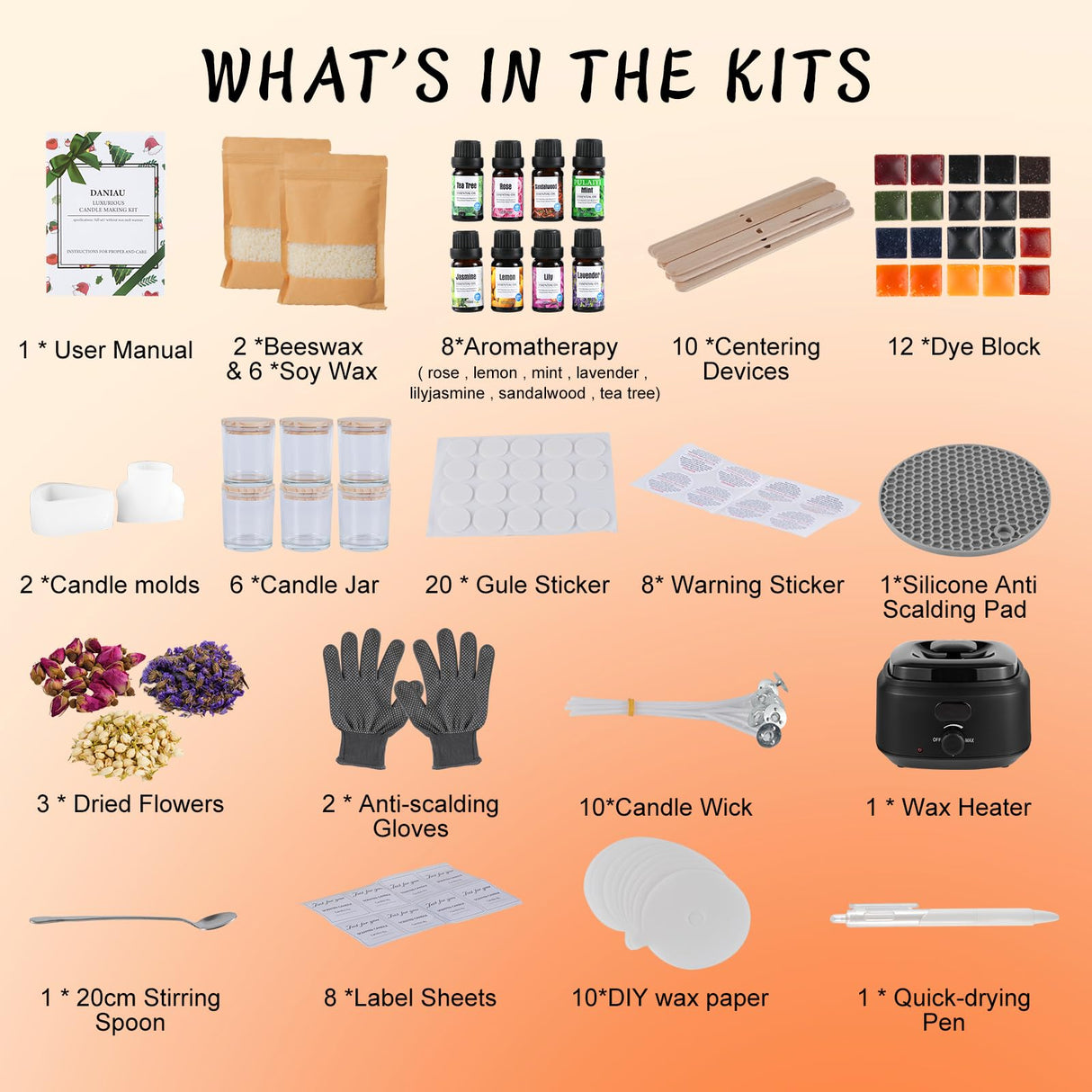 Yayena Candle Making Kit for Adults, Candle Making Supplies with Digital Soy Wax Melt Warmer, Premium DIY Starter Making Supply Perfect as Home Decorations Yayena