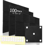 100 Pack Acoustic Foam Panels Premium Sound Proof Foam Panels Black Soundproof Wall Panels High Density Acoustic Panels Sound Absorbing for Studio Office Home, 12 x 12x 1Inch shipxinfuren