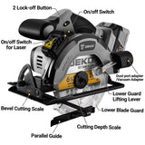 DEKOPRO 20V Cordless Circular Saw, 6-1/2-Inch Blade, 4500 RPM Circular Saw Cordless DEKOPRO