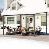 AECOJOY 12' x 12' Gazebo Outdoor Pergola for Patio, Large Wall-Mounted Hard Top Lean to Metal Gazebo Shelter Pergolas and Gazebos Clearance with Patio Roof, Heavy Duty Awnings for Patio, Decks AECOJOY