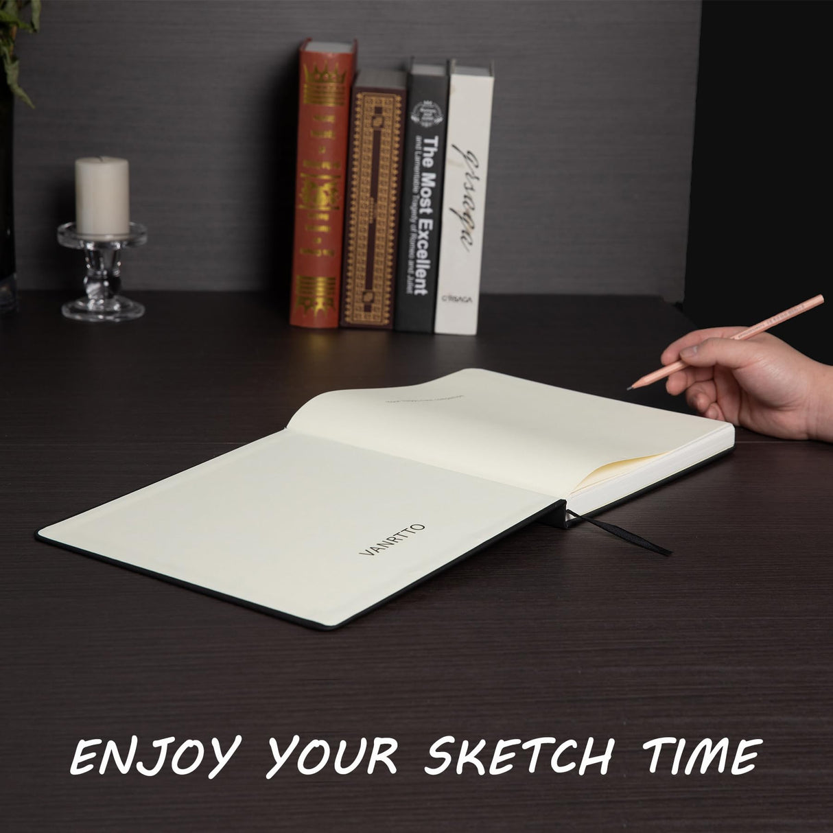 Hardcover Square Sketch Book, 120lb/200GSM Sketchbook Thick Drawing Paper for Marker Watercolor Pencil Mixed Media, Premium Drawing Notebook, Art Journal, 60 Sheets/120 Pages 8x8 Inch Sketch Pad VANRTTO