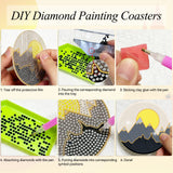 Vcekract Diamond Painting Coasters, 6 Pcs Abstract Landscape Diamond Painting Coasters with Holder, Diamond Art Kits for Adults Vcekract