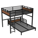 Full Over Full Bunk Bed with Headboard and Full Length Guardrail, Separable Bunk Bed Full Size, Heavy Duty Bunk Beds Can Turns Into Loft Bed and Platform Bed, Walnut Bellemave