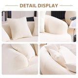 Hnvzldn 65" Curved Loveseat for Small Spaces,Boneless Loveseat Sofa,Wood Grain Chenille Fabric, No Installation Requirement, Curved Sofa Couch for Apartment,Living Room,Office (White, 65") Hnvzldn