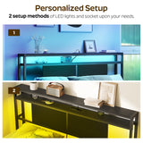 YATINEY Queen Size Headboard, Headboard with Light and Outlets, Headboard with 2 Storage Shelves, Storage Rack, Adjustable Height, Sturdy and Stable, Easy Assembly, Black YATINEY