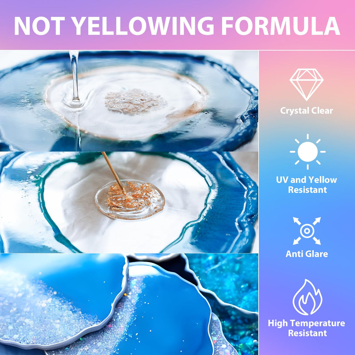 2 Gallon Epoxy Resin Kit, Crystal Clear Epoxy Resin, No Yellowing No Bubble Self Leveling Coating Casting Resin for Table Tops, Art Crafts, Jewelry, Molds, DIY Projects 1:1 Ratio(1 Gallon x 2) Pnente