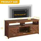 DWVO Farmhouse TV Stand for Television up to 65 Inch, Entertainment Center with Power Outlets and Open Shelf, Rustic TV Cabinet Media Console Table for Living Room, Walnut, 59 Inches DWVO