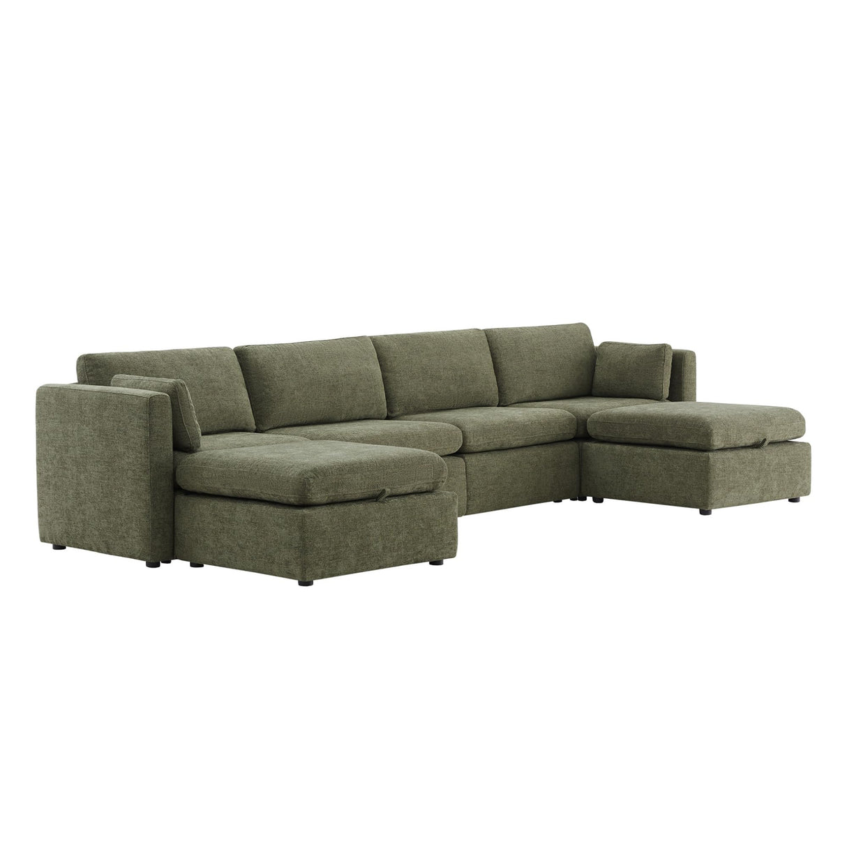 CHITA Oversized Modular Sectional Sofa Set, FSC Certified Extra Large U Shaped Couch with Reversible Chaise Modular Sectional Couch,146 inch Width,6 Seat Modular Sofa with Storage Ottomans, Moss Green CHITA