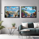 2 Pack Paint by Numbers Kit for Adults, Beach Paint by Numbers for Adults, DIY Adult Painting by Numbers Beginners on Canvas Acrylic for Home Wall Art Decor 12x16Inch (Rolled Package) Mandun