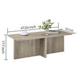 Luoxiao Rectangle Coffee Table 47 inch Modern Coffee Table for Living Room Scandinavian Center Table Minimalist Tea Table Low Table Tatami Table Zen Coffee Table (Wood) Luoxiao