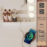 HUAHUU Makeup Vanity Desk with Lights, Vanity Desk with Large Mirror, White Vanity with Outlets Large Drawers & Storage, 3 Lighting Color Adjustable, Bedroom Dressing Table HUAHUU