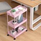 SPACELEAD 3 Tier Rolling Cart with Wheels, Storage Craft Art Trolley Organizer Serving, 3 Hanging Baskets Easy Assembly, for Office, Living Room, Kitchen, Pink SPACELEAD