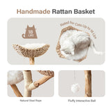 Injollylives Modern Cat Tree Tower, Wooden Cat Tower, Heavy Duty Cat Trees for Large Cats, Unique Handmade Aesthetic Cat Tree with Real Wood Branches, Luxury Boho Cat Furniture, Large InJollyLives