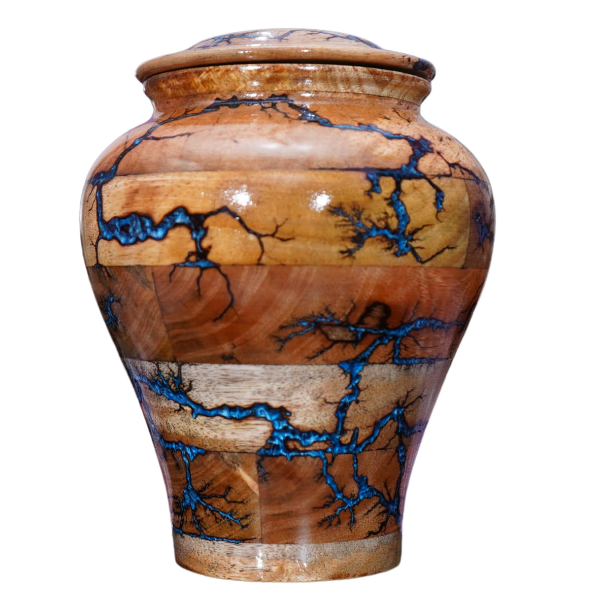 Generic Best Urn for Human Ashes Large Wooden urn for Cremation Adult urn Box for Ashes Personalized Wooden urn Burial urn for Funeral Wood Box (Large 200 lbs), Blue Resin, blueresin-01 Generic