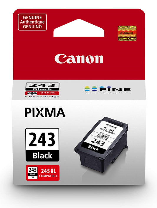 Canon PG-243 Genuine Black Ink Cartridge, Compatible with iP2820, MX492, MG2420/2520/2920/2922/2924/3020/2525, TS3120/302/302a/202/4520/3320