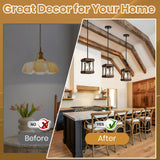 HOXIYA Farmhouse Pendant Light, 2 Pack Rustic Farmhouse Linear Chandelier with Wood and Metal Cage, Kitchen Island Pendant Light Adjustable Height for Dining Room Light Kitchen Island Bedroom HOXIYA