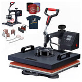 Cowbysr Heat Press 15x15 Inch 8 in 1 Heat Press Machine 360-Degree Swing Away Digital T Shirt Press Machine Multifunction Sublimation Combo for T Shirts Mugs Hat Plate Cap Bottle, Multi-colored Cowbysr