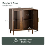 Smart FENDEE Sideboard Cabinet, 31.5" W Farmhouse Buffet Cabinet with Slatted Doors & Adjustable Shelf, Wood Coffee Bar Storage Station for Kitchen, Dining Room, Living Room, Entryway, Walnut Color Smart FENDEE