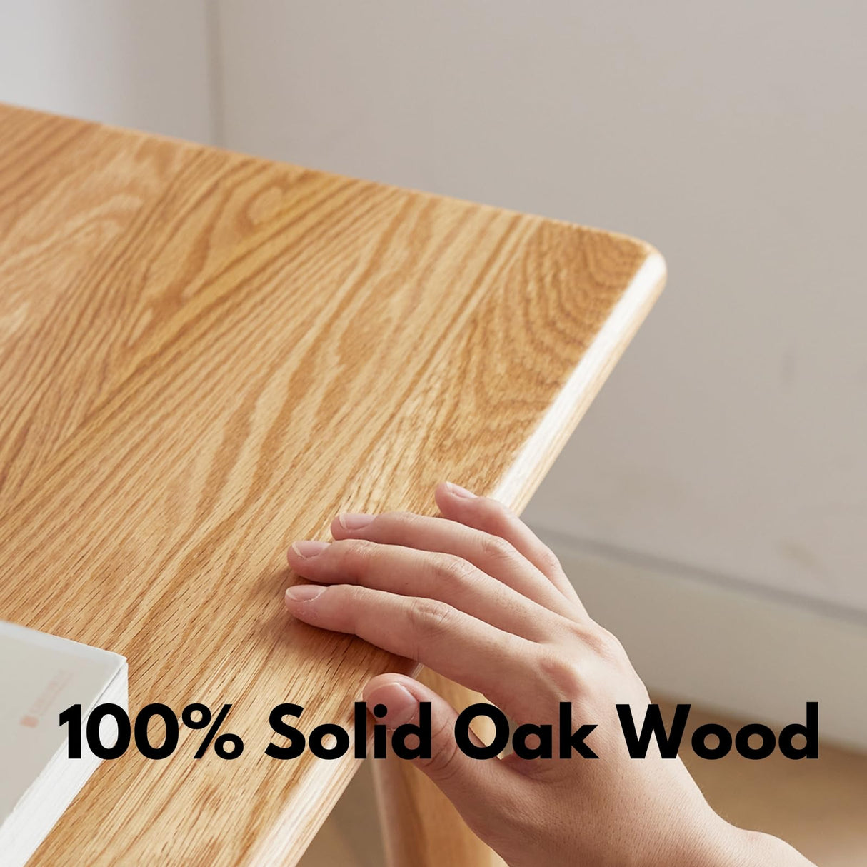 Small Wood Desk - 100% Oak Writing Desk with Drawer - Wooden Writing Computer Table - Simple Study Makeup Table for Bedroom/Home Office - 31.49inch Grewood