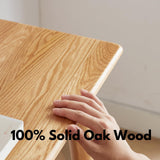 Small Wood Desk - 100% Oak Writing Desk with Drawer - Wooden Writing Computer Table - Simple Study Makeup Table for Bedroom/Home Office - 31.49inch Grewood