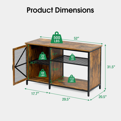 Oarlike 55-75 Gallon Fish Tank Stand with LED Light and Power Outlets, Heavy Duty Metal Aquarium Stand with Cabinet for Fish Tank Accessories Storage, Turtle/Reptile Tank Stand (Rustic Wood)