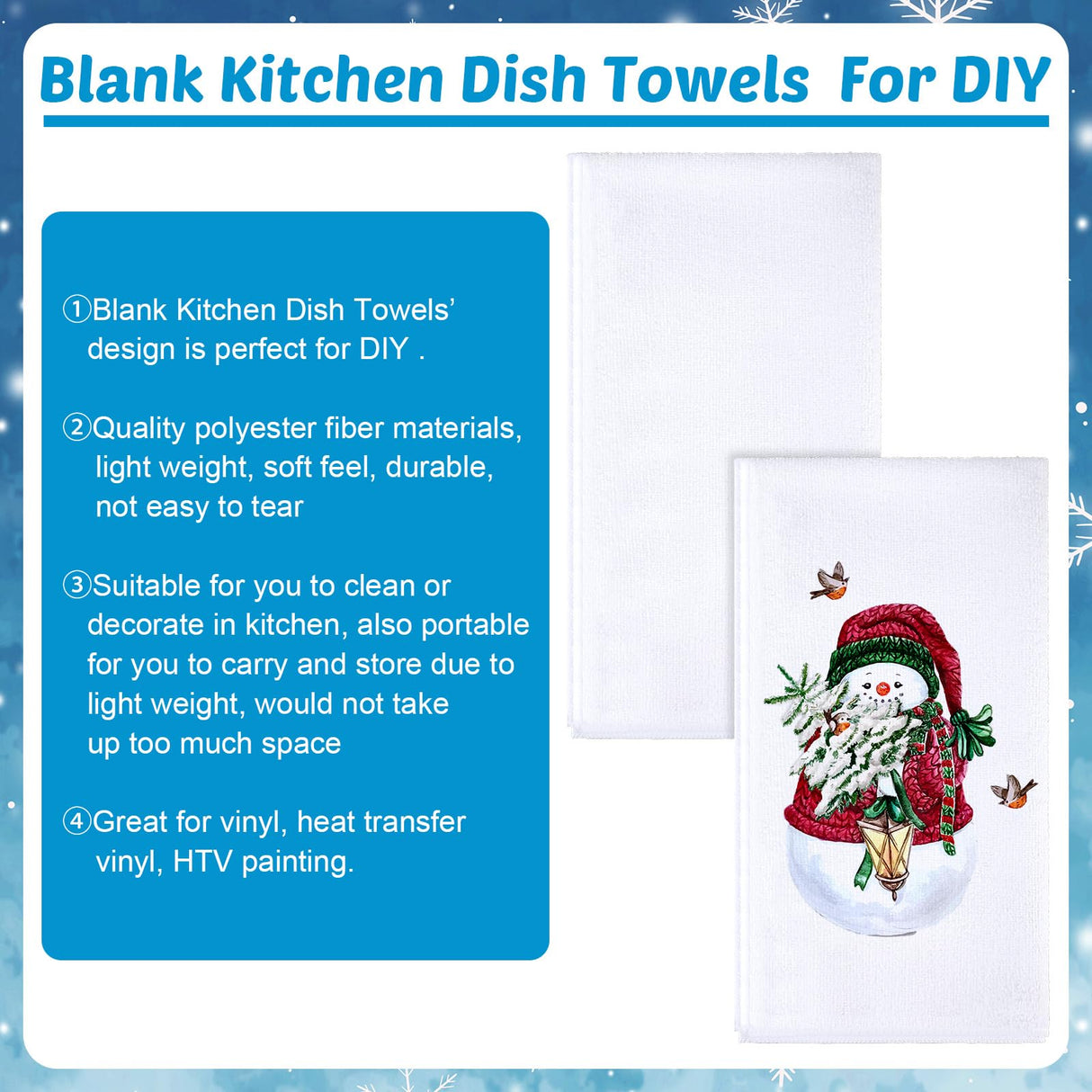 Patelai Sublimation Dishtowel Absorbent Multi Purpose Kitchen Dish Towels Blank DIY Kitchen Dishcloth Bathroom Towel for Kitchen Home,16 x 24 Inch (10) Patelai