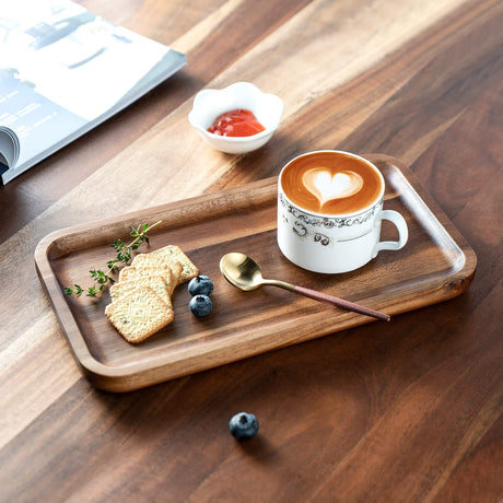 BF BILL.F SINCE 1983 Acacia Wood Rectangular Serving Tray Set of 3, Elegant Farmhouse Style BF BILL.F SINCE 1983