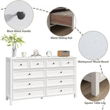 Farmhouse 10 Drawers Dresser for Bedroom, White Dresser Chest of Drawers, Wood Storage Dressers with Deep Drawers and Metal Handle, Wide Modern Dressers & TV Stand for Living Room, Closet, Hallway Gyfimoie