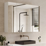 Medicine Cabinets Bathroom Mirror Cabinet with 3 Door 31.5x23.6 Inch Bathroom Wall Cabinet with Mirror Wall Mirror Storage Shelf with 3-Adjustable Shelves Storage Organizer Kitchen Cupboard,White DICTAC