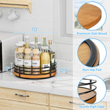 10" Lazy Susan Turntable Organizer - Wood Round Lazy Susan for Cabinet Kitchen Countertop Dining Table Pantry Cupboard Bathroom Coffee Bar Storage Home Decor OVICAR