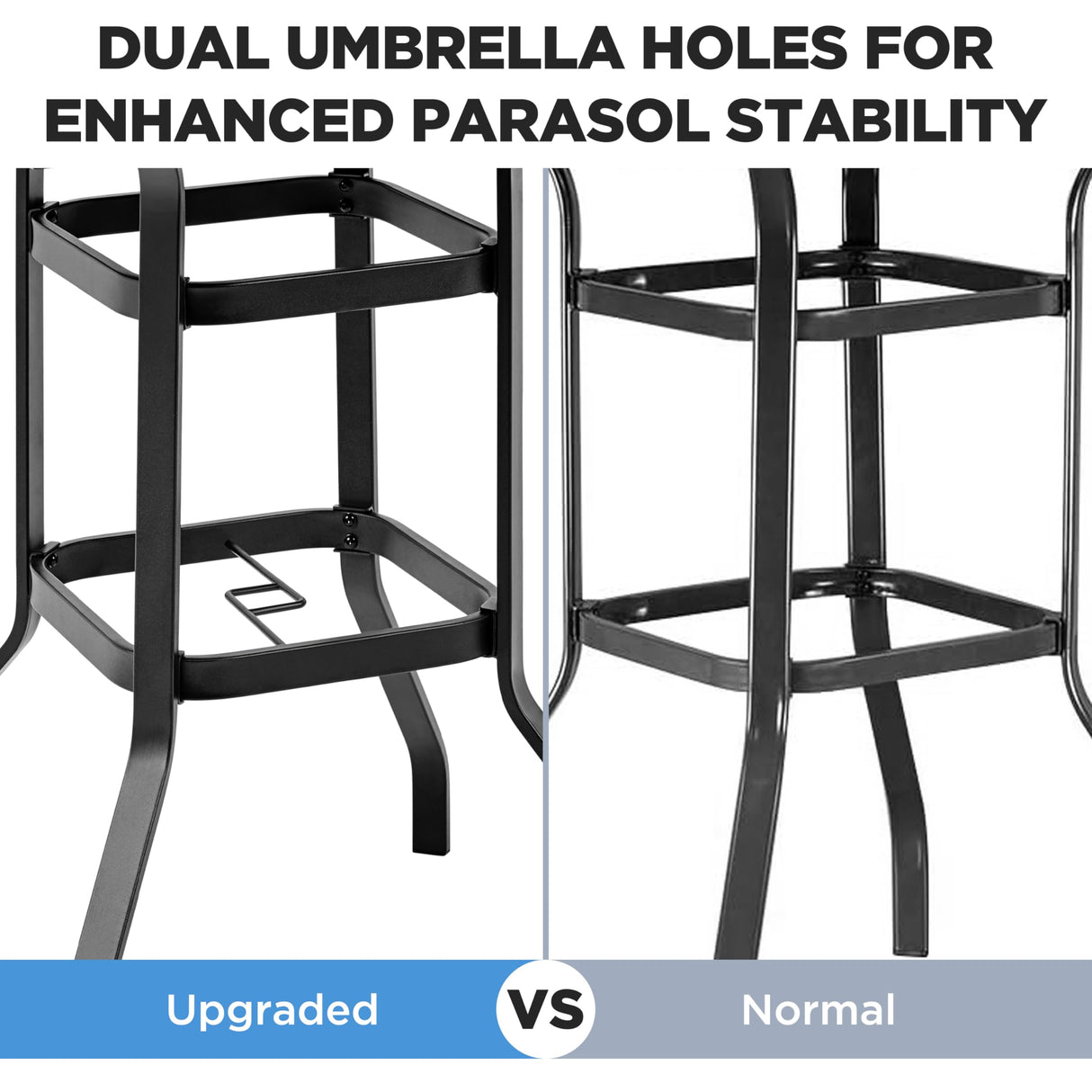 Yaheetech Outdoor Height Bar Table, Square Patio Bistro Table with Umbrella Hole and Slatted Metal Tabletop, Outside Furniture for Garden Lawn Poolside, Black Yaheetech