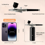 Airbrush Kit Rechargeable Cordless Airbrush Compressor Portable Handheld Airbrush Air Brush for Model Painting,Nail Art,Cake decoration,Makeup, Barber (Black) crpen