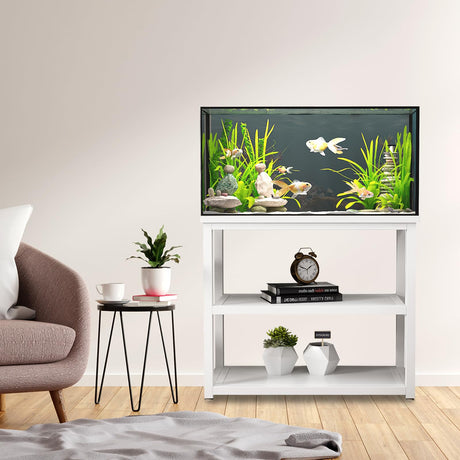 Avolander Fish Tank Stand Metal Aquarium Stand 20-29 Gallon, Double Layer Metal with Storage Weight Capacity 660lbs, 31.5 X 27.56 X 17.72 inch, White Avolander
