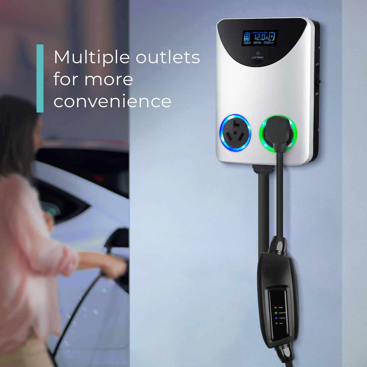 Lectron NEMA Socket Splitter - Power Your EV Charger and High-Powered Appliance from The Same Outlet (NEMA 10-30 to NEMA 10-30 / NEMA 10-30 Splitter) Lectron