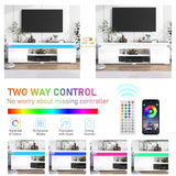 Hlivelood LED TV Stand for 75 Inch TV, Modern TV Stand with Power Outlet, High Gloss TV Console Entertainment Center with Storage and LED Lights for Living Room, Bedroom (66 Inch, White) Hlivelood