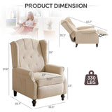 P.H.Furn Wingback Recliner Chair with Massage and Heat, Upholstered Fabric Living Room Chair Armchair with Nailhead Trim,Push Back Recliner Chair with Remote Control,Padded Cushion P.H.Furn