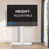 YOMT Universal TV Floor Stand with Mount for 27-70 Inch LCD LED OLED TVs, Swivel Height Adjustable Tall TV Stand, Space Saving Design for Corner Bedroom Living Room, White YOMT
