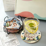 Yijingtop 8PCS Jesus Diamond Art Coasters Kits,Religion Diamond Painting Coasters with Holder,Small Diamond Art Kits for Adults,Crystal Gem Art Kits for Home Wall Decor Yijingtop