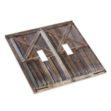 Yamxbfa Rustic Old Wooden Barn Door Village Board Double Toggle Light Switch Covers 2 Gang Wall Plate Dual Decorative Switchplate Electrical Faceplate for Farmhouse Bathroom Bedroom Kitchen Decor Yamxbfa