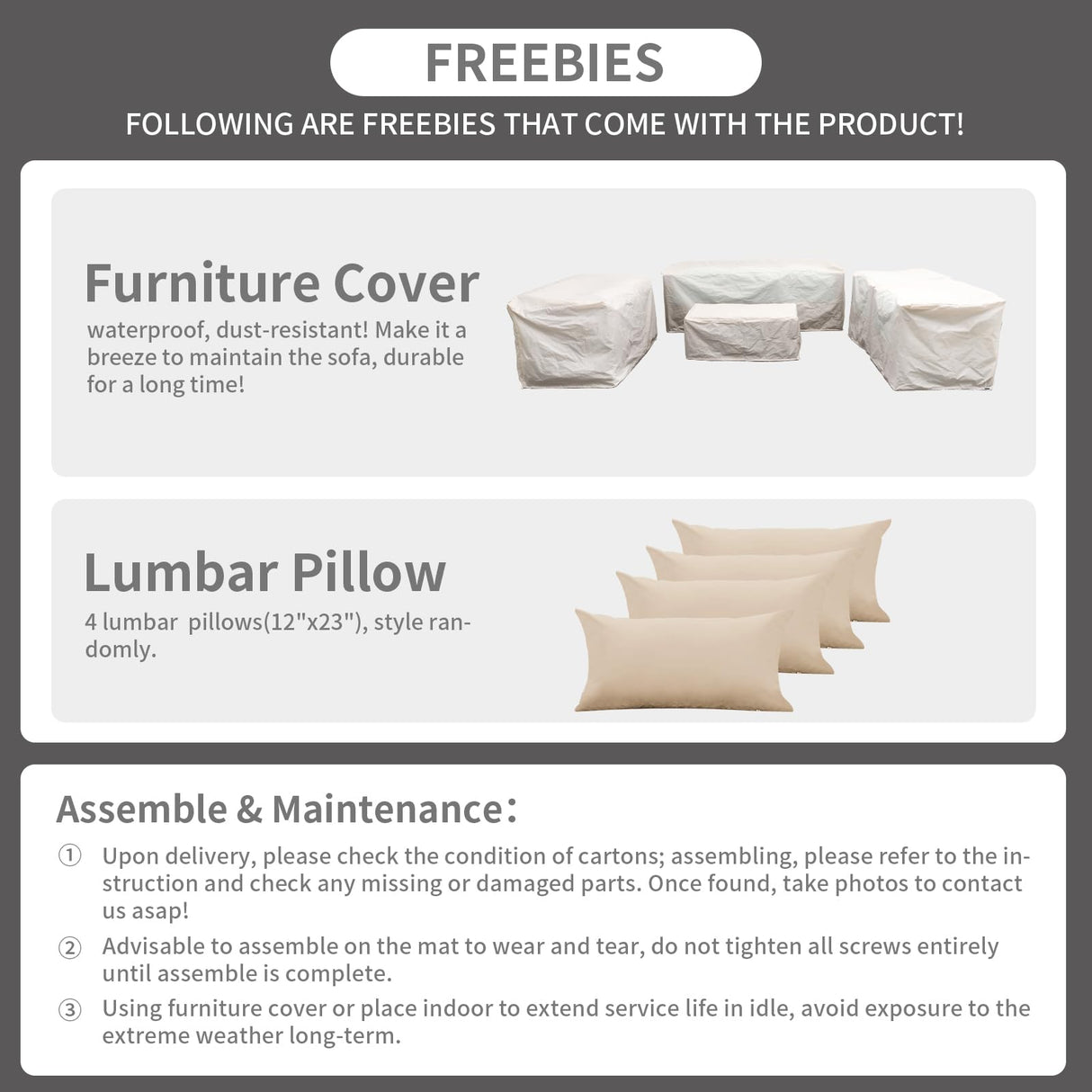 Rattaner 5-Piece Outdoor Furniture Set Patio Furniture Set Outdoor Couch Coffee Table with Storage No-Slip Cushions and Waterproof Covers, Khaki Rattaner