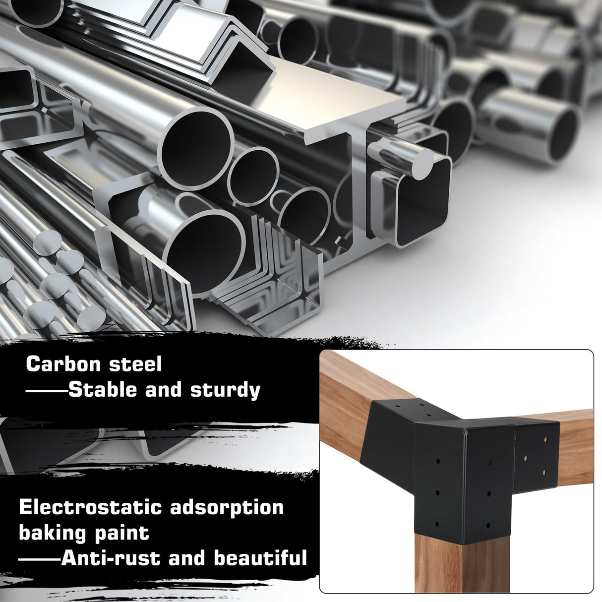 15°Slanted Roof Pergola Kit,3-Way Gazebo Brackets Kit, Pergola Kit, Wall Mount Slanted Roof Pergola Bracket Set with Brackets for 4x4 Lumber ,Outdoor and Backyard Slanted Pergola Extension kit Fuceter