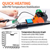 YIHUA 926 III 60W LED Display Soldering Iron Station Kit w 2 Helping Hands, 6 Extra Iron Tips, Roll of Lead-Free Solder, Solder Sucker, S/S Tweezers, °C/ºF Conversion, Auto Sleep & Calibration Support YIHUA