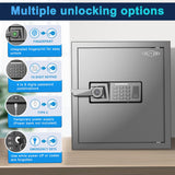 Mutak Smart Home Safe 1.5 Cub Biometric Safe Box, Quick-Access with Fingerprint Recognition Handle, Keys, Digital Keyboard, & Type-C Port, Equipped with Fireproof Bag&Alarm System, Bright LED Mutak