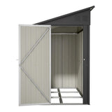 LZbeiteM Shed Lean to Storage Shed, Outdoor 4' x 8' Metal Wall Side Storage Sheds & Outdoor Storage, Garden Storage Cabinet for Backayrd, Patio and Outdoor Use,Black LZBEITEM